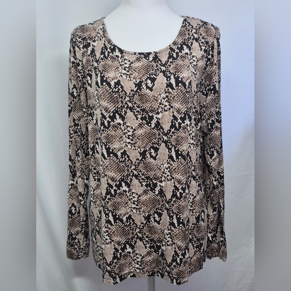 MARIO SERRANI  Women’s Pullover Blouse Top Snake Print Viscose Size L